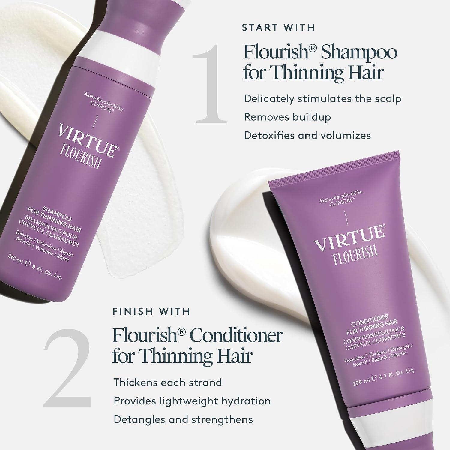 image:imageVIRTUE Flourish Conditioner for Fine or Thinning Hair Sulfate Free Hair Growth Product Detangles and Thickens Color Safe2 Fl Oz Pack of 1