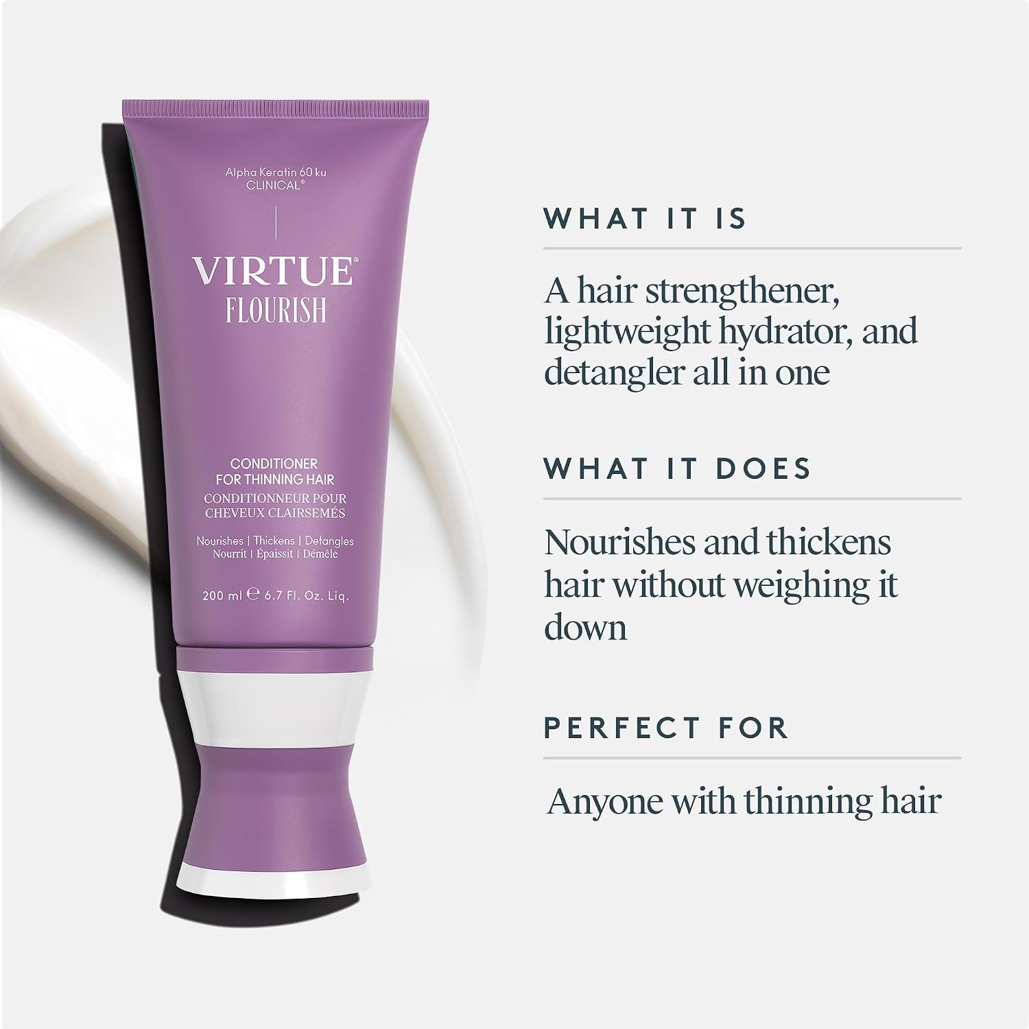 image:imageVIRTUE Flourish Conditioner for Fine or Thinning Hair Sulfate Free Hair Growth Product Detangles and Thickens Color Safe67 Fl Oz Pack of 1